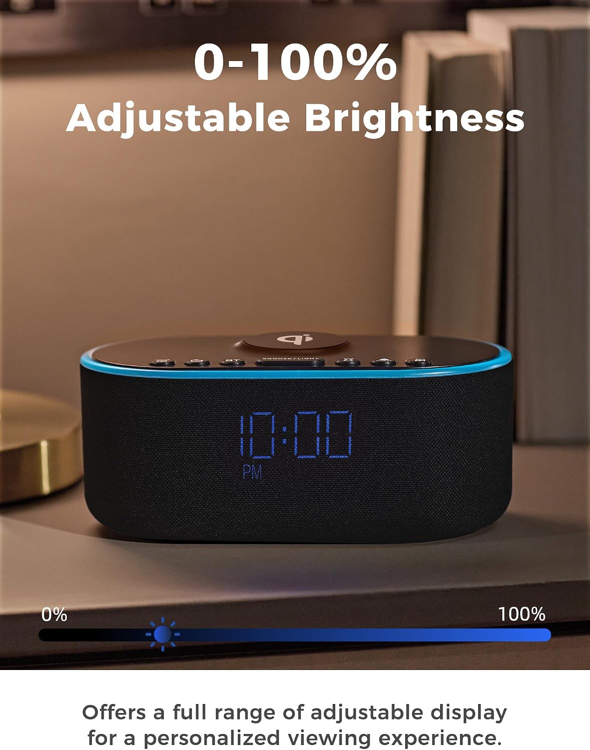 Odokee Qi Certified Wireless Charging Alarm Clock Radio for Bedroom