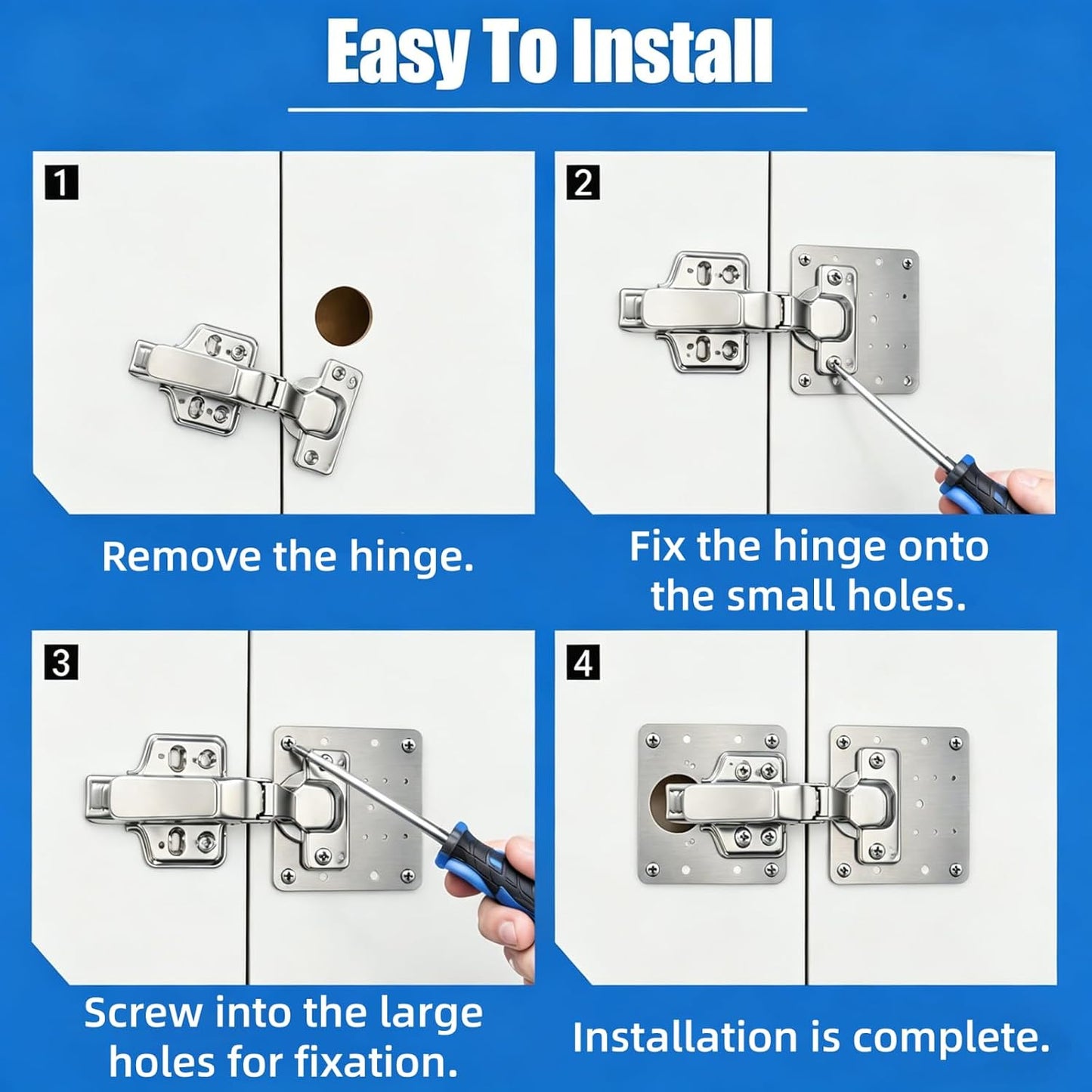 8PCS Kitchen Cabinet Door Repair Platekit:UKFMLNLStainless Steel Hinges Fixion Plate,Hinge Repair PlateKit,Suitable for Repairing and Securing Loose and Sagging Cabinet Doors at Home