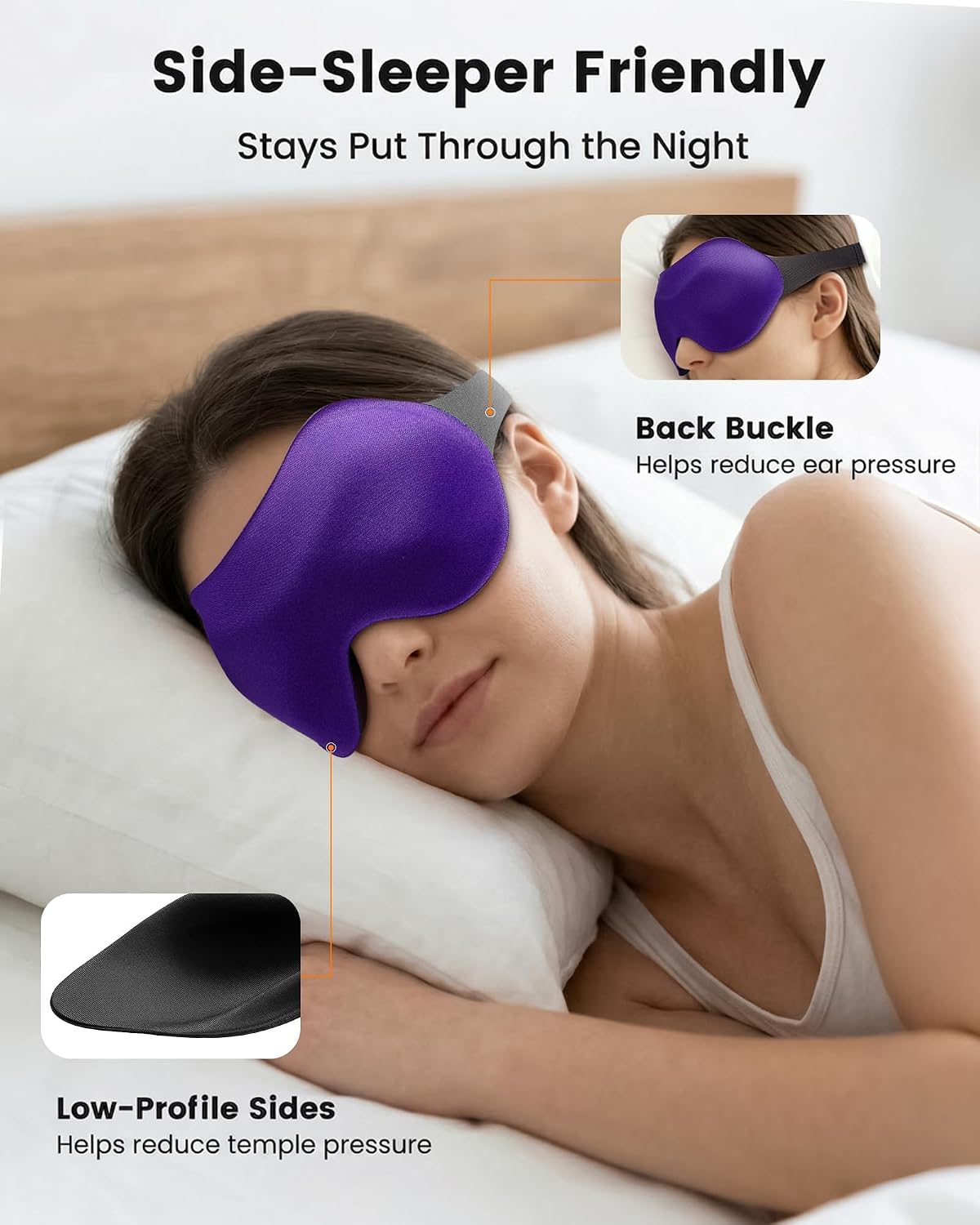 3 Pack Sleep Masks for Side Sleepers, True Blackout 3D Eye Mask for Sleeping, Zero Eye Pressure, Lash-Friendly, Adjustable Soft Eye Cover for Women Men, Travel Night Blindfold