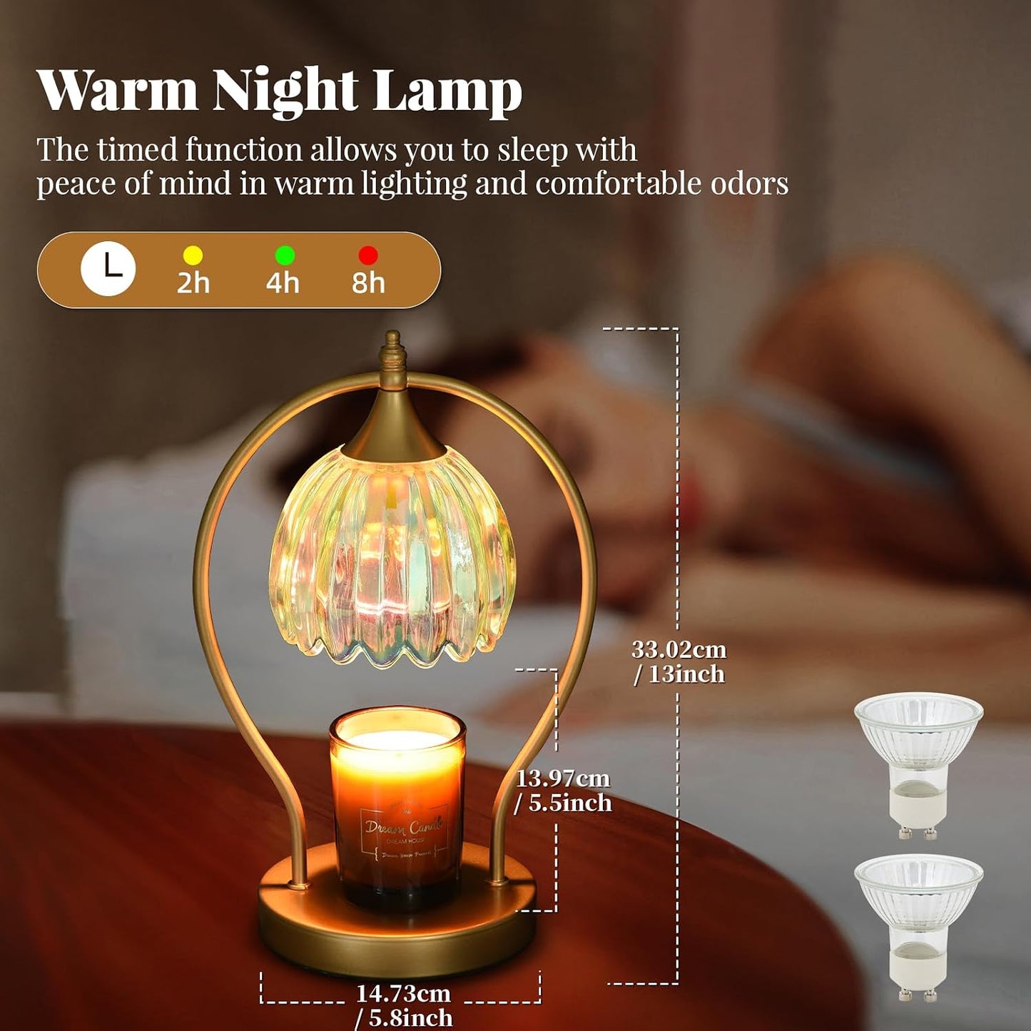 GOODBUY Candle Warmer Lamp with Timer Dimmable: Electric Candle Warmer Birthday Gifts for Women Mom - Candle Lamp Warmer House Warming Gifts New Home Decor - Wax Warmer for Jar Candles with 2 Bulbs