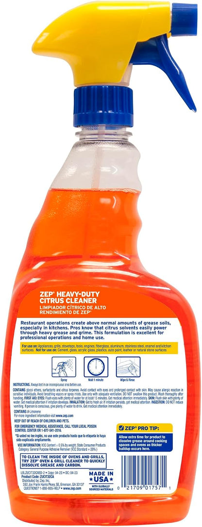 Zep Heavy-Duty Citrus Degreaser Cleaner Concentrate - 1 Gallon (1 Unit) ZUCIT128 - Restaurant Grade Degreaser and Cleaner Removes Oil, Grease, Adhesive, and Kitchen Soil