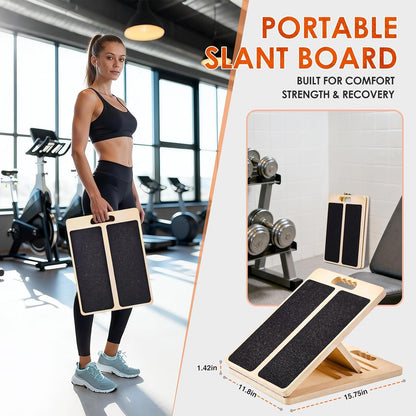 Thickened Wooden Calf Stretching Slant Board, Portable Adjustable Incline Board, 320 Lbs Weight Capacity, Calf Stretch Wedge for Leg, Heel, Suitable for Adults' Leg & Foot Stretching