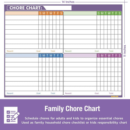 Magnetic Fridge Calendar Magnet, Dry Erase Whiteboard Calendar and Family Chore Chart for Adults with Magnetic List, Dry Erase Markers and Eraser - 14 x 11 Inches
