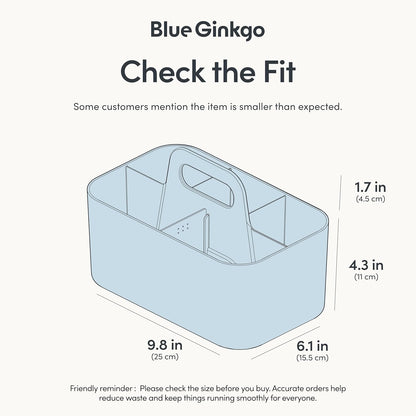 BLUE GINKGO Stackable Organizer Caddy, Rectangle, White, Made in Korea | Portable. Adjustable. Home, Office & School Storage.