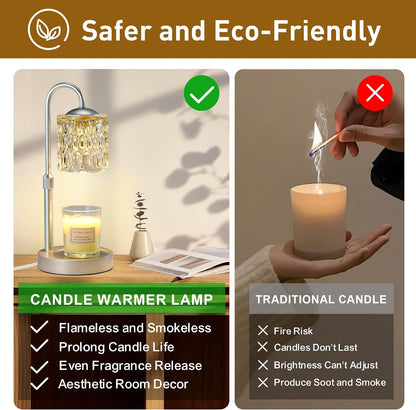 Briever Dimmable Candle Warmer Lamp with Timer, Height Adjustable Electric Candle Wax Warmer, Christmas Birthday Gifts for Women Mom, House Warming Gifts New Home Room Decor, Black Solid Wood Base