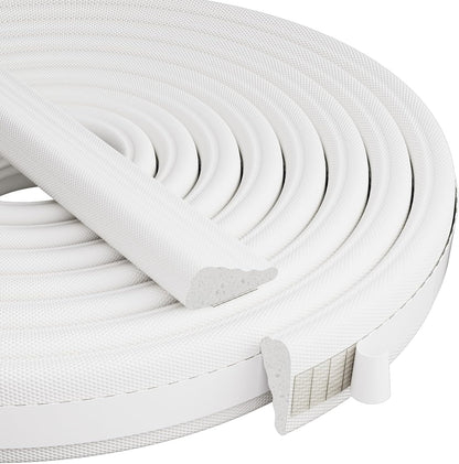 Kneelisa 118” Wedge-Shape Foam Window Weather Stripping Door Seal | Soundproofing Frame Winter Insulation Strip,Noise Cancelling Window Inserts,Door Gap Filler Light Blocker,White