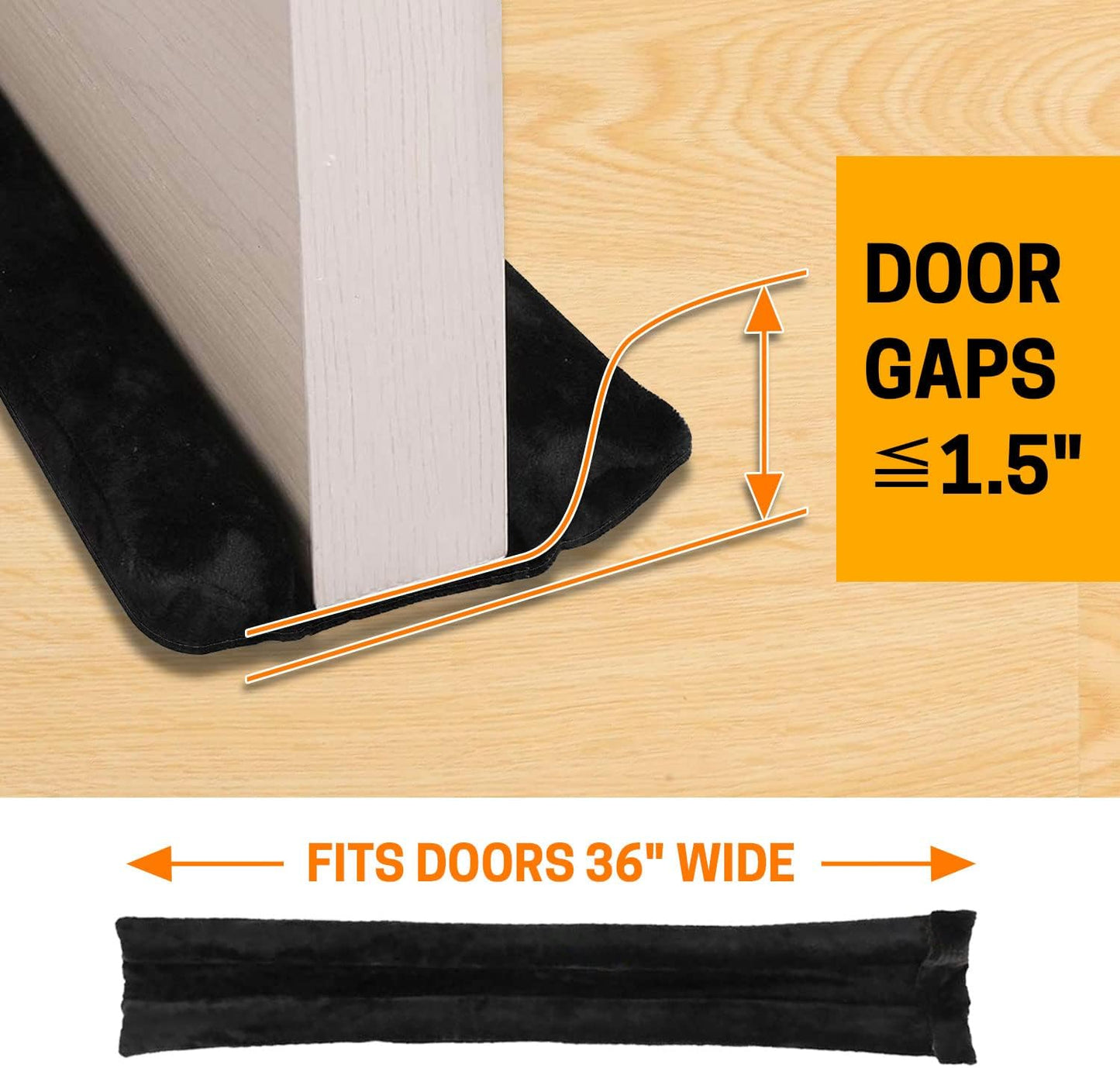 36 Inch Under Door Stopper, Door Noise Blocker | Double Sided Door Stopper, Machine-Washable