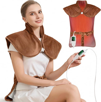 Electric Heating Pad for Neck Back Shoulder Pain Relief, 25"x37" Large Full Body Weighted Heated Pad for Menstrual Cramps - 5 Heat Levels/Snug Fit, Birthday Gifts for Women Men Mom Dad Elders