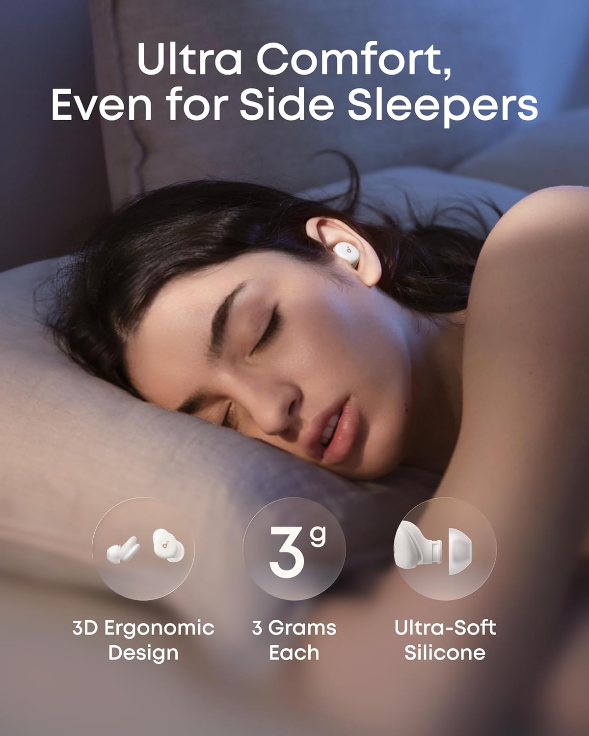 Soundcore Sleep A30 Special by Anker, Noise Reduction Sleep Earbuds | Noise Reduction, Adaptive Snore Masking, Ultra Comfort for Side Sleepers, Vast Sleep Audio, 8-10H Playtime, Sleep Headphones