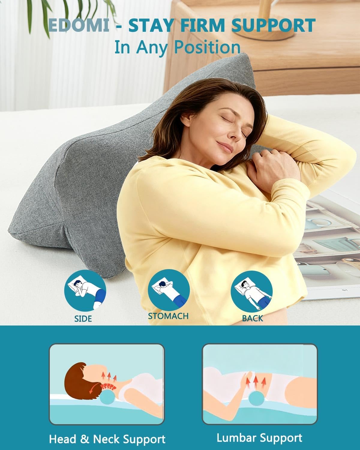 Buckwheat Cervical Neck Roll Pillow, Adjustable Firm Support for Neck Pain Relief, 15.7x6 Inch Buckwheat Hull Pillow for Back Side Sleepers