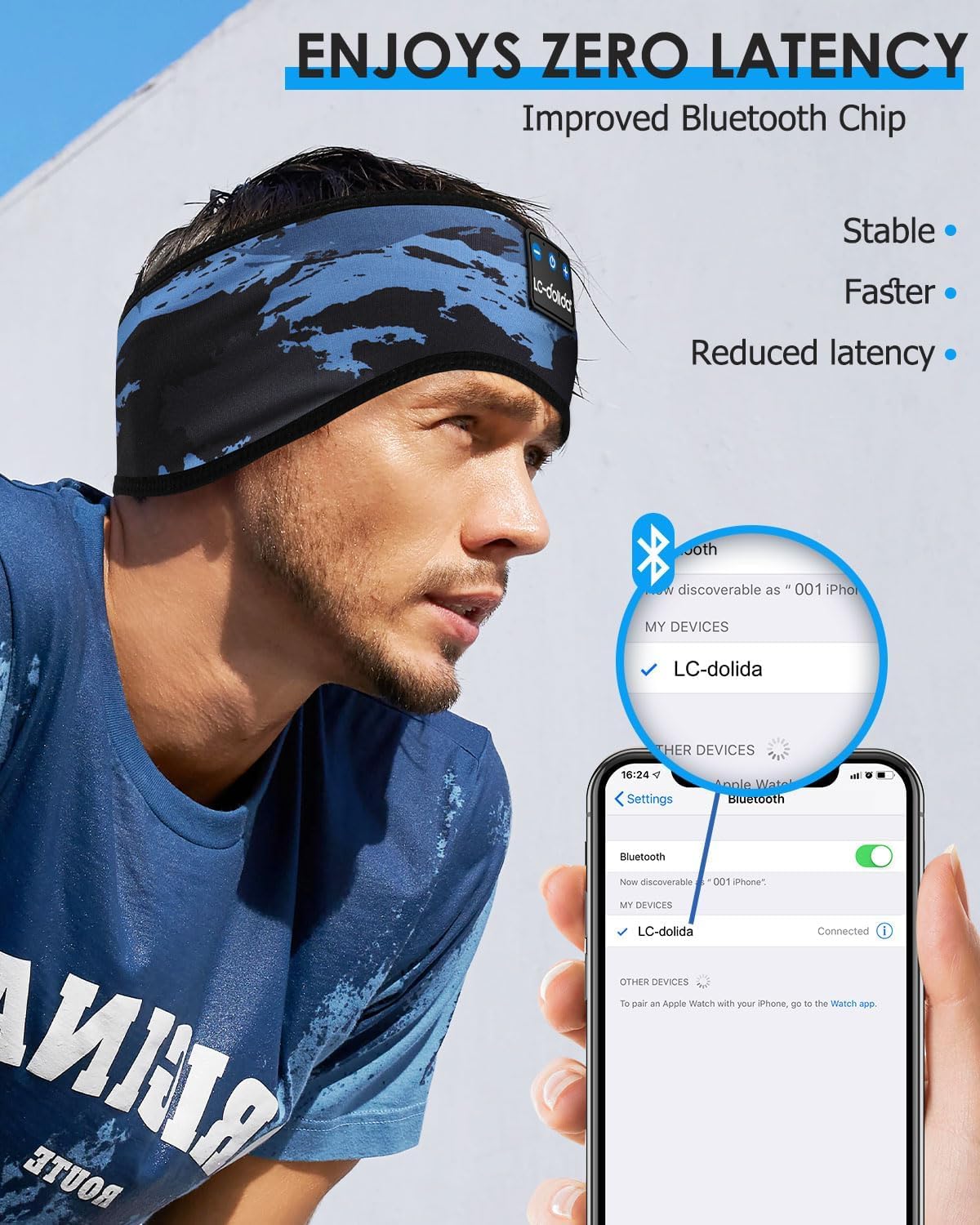LC-dolida Sleep Headphones Headband Bluetooth 5.4, Sports Headband Earphones Wireless with Speaker Microphone USB C for Women Sleeping Gift Workout Jogging Yoga Insomnia Travel Meditation, Butterfly