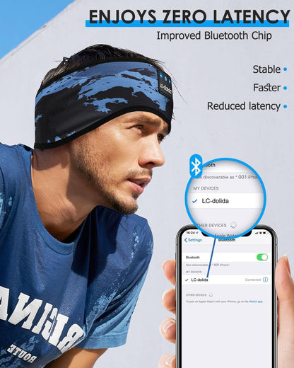 LC-dolida Sleep Headphones Headband Bluetooth 5.4, Sports Headband Earphones Wireless with Speaker Microphone USB C for Women Sleeping Gift Workout Jogging Yoga Insomnia Travel Meditation, Butterfly
