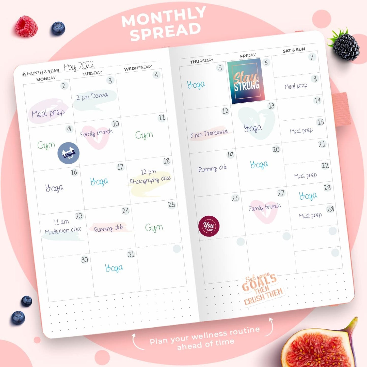 Clever Fox Wellness Planner & Food Journal for Weight Loss, A5 Orange | 5.8"x8.3" nutrition & exercise tracker for women tracking meals, diet & symptom diary, calorie counter notebook, stickers