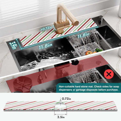 Diatomite Sink Splash Guard - DryingNeat Kitchen Faucet Mat, Instant Dry Water Absorbing Stone Tray for Sink, Durable Protector for Kitchen Bathroom Counter [Light Grey, 17.7" x 3.9"]