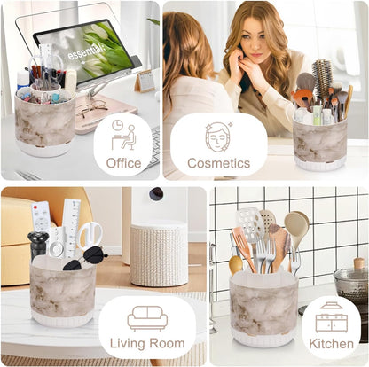 GFWARE Rotating Silver Toothbrush Holder for Bathroom Organizer, Drainage | Detachable 6 Slots Kids Electric Toothbrush and Toothpaste Holder, Bathroom Countertop Sink Storage Caddy