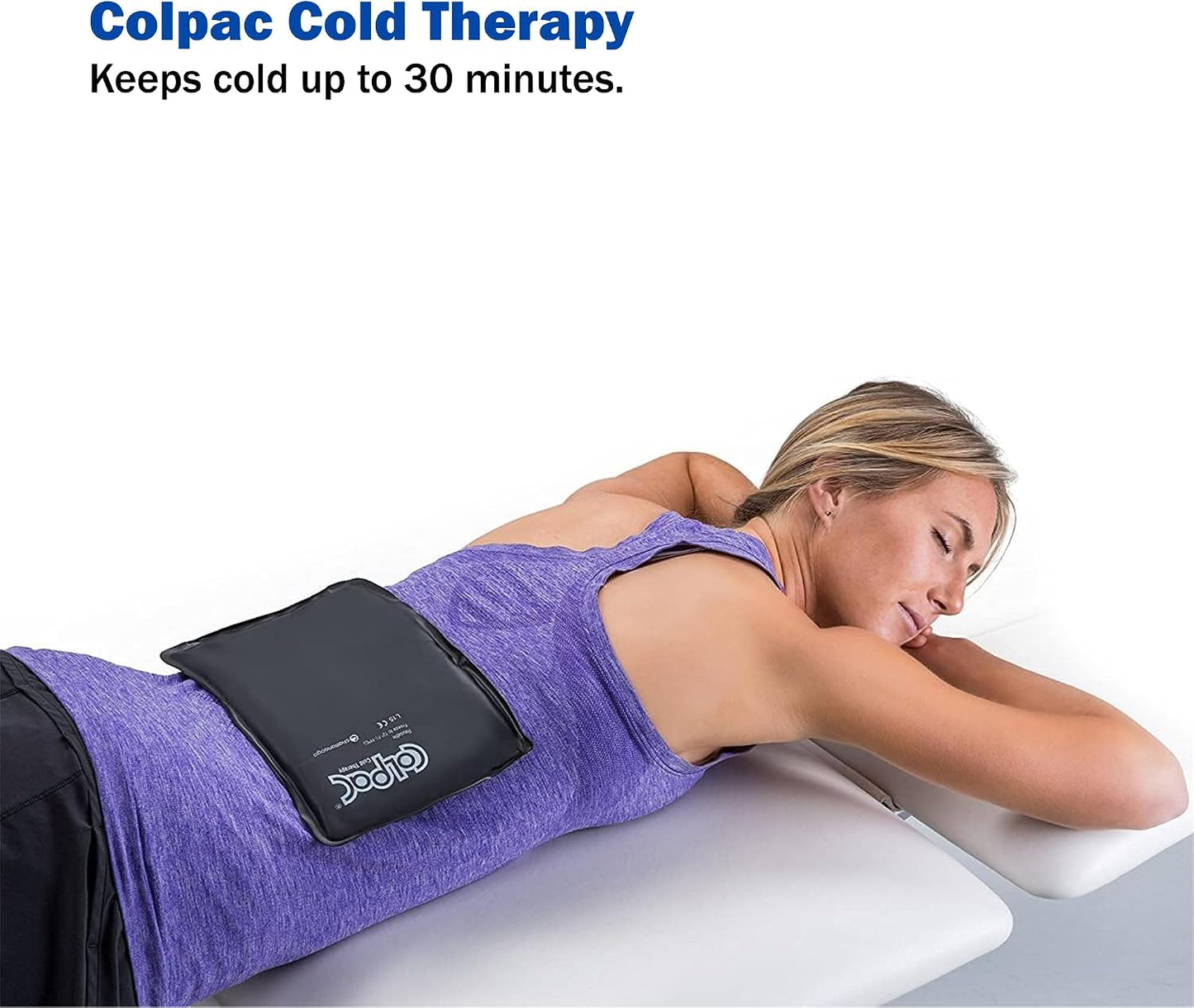 Chattanooga ColPac, Reusable Gel Ice Pack, Cold Therapy for Neck, Shoulder, Upper Back for Headaches, Inflammation, 23" Neck Contour, Blue Vinyl, with a Lumintrail Drawstring Bag