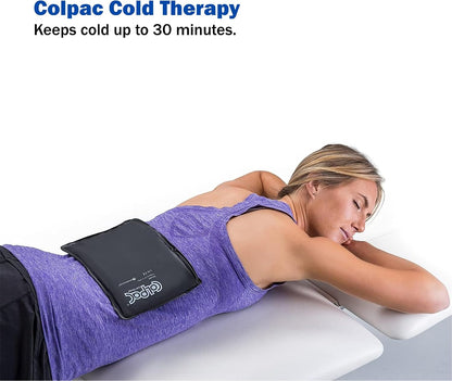 Chattanooga ColPac, Reusable Gel Ice Pack, Cold Therapy for Neck, Shoulder, Upper Back for Headaches, Inflammation, 23" Neck Contour, Blue Vinyl, with a Lumintrail Drawstring Bag