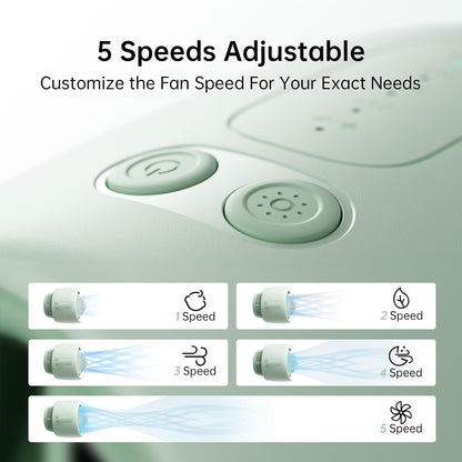 JISULIFE Stroller Fan Baby Large, Safe Bladeless for Crib, Desk, 4000mAh Battery Rechargeable Portable Cooling Fan with Air Turbo Tech, Night Light, Food-Grade Gift for Mom/Dad/Friend - Green