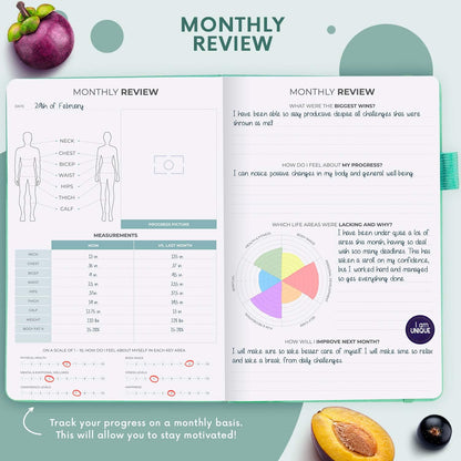 Clever Fox Wellness Planner & Food Journal for Weight Loss, A5 Orange | 5.8"x8.3" nutrition & exercise tracker for women tracking meals, diet & symptom diary, calorie counter notebook, stickers