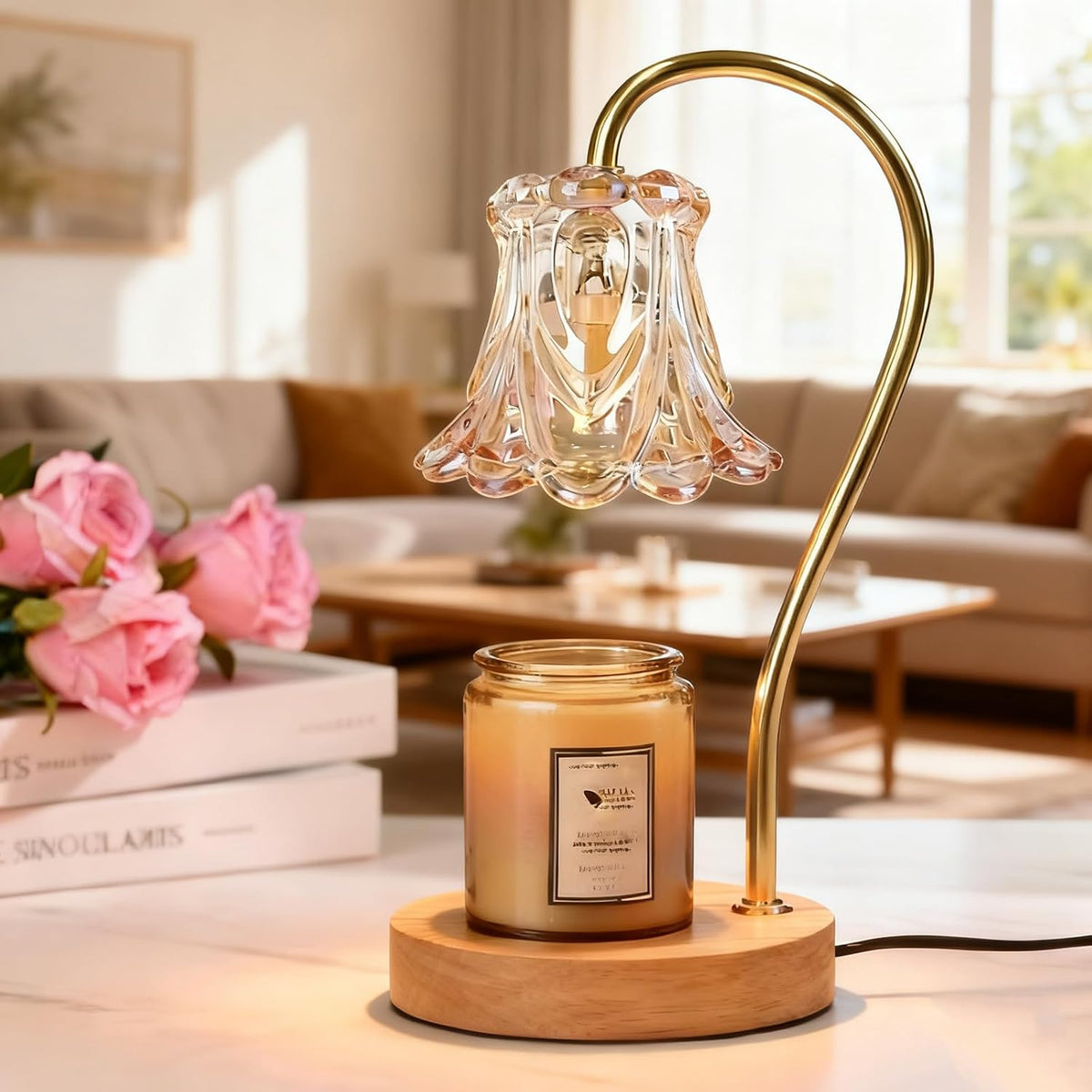 COCOBELA Candle Warmer Lamp with Timer with 2 Bulbs Floral Light Dimmable