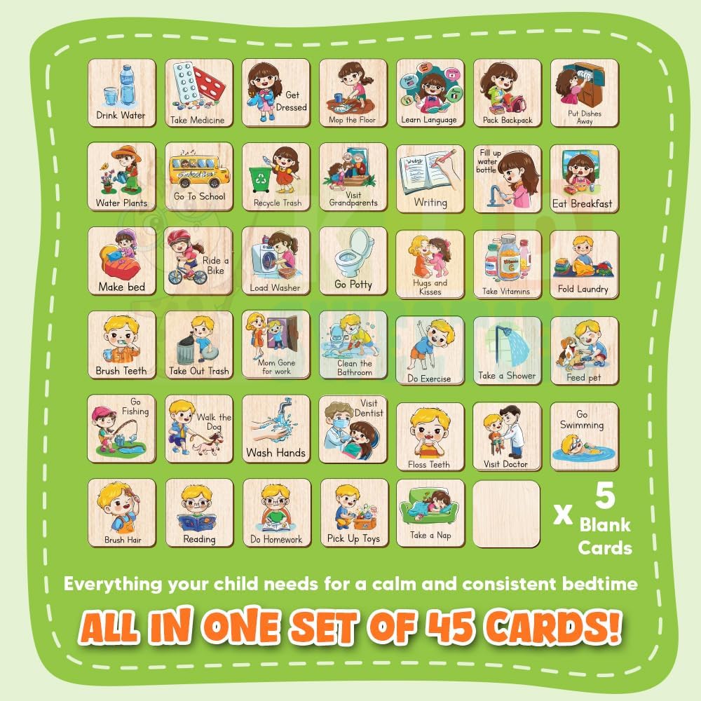 Morning Routine Chart for Toddler, Daily Routine Chart for Kids Age 2-6, Morning Schedule for Boy Girls, Visual Schedule, Chore Chart for Kids