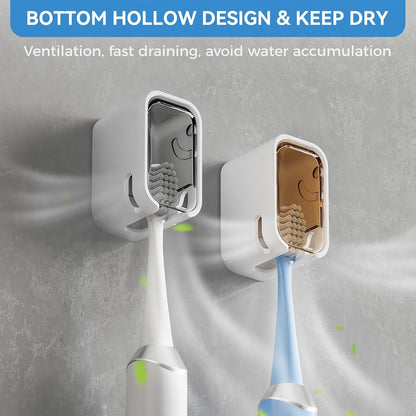 MOPMS Single Slot Toothbrush Holders Wall Mounted with Cover for Bathrooms | 2PCS Toothbrush Cover for Shower, Single Toothbrush Dispenser Storage Organizer for Family & Travel