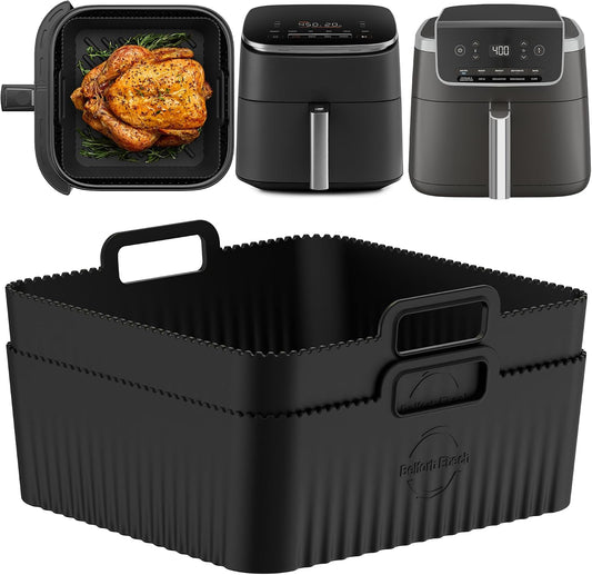 Premium 8.3inch Square Air Fryer Silicone Liners for 6Qt Coosri Air Fryer | 0.1inch Liner Thickness & 0.3mm high Silicone Lines on Base | Dishwasher Safe |
