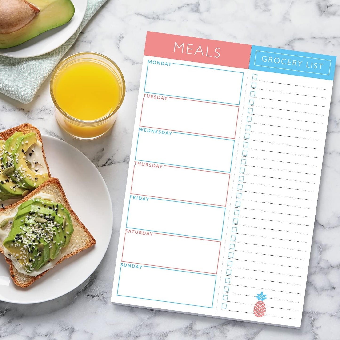 Sweetzer & Orange Fruity Weekly Meal Planner and Grocery List Magnetic Notepad. 7x10” Meal Planning Pad with Tear Off Shopping List. Plan Weekly Menu Food for Weight Loss or Dinner List for Family!