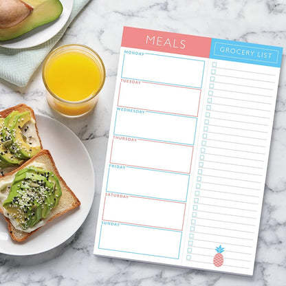 Sweetzer & Orange Fruity Weekly Meal Planner and Grocery List Magnetic Notepad. 7x10” Meal Planning Pad with Tear Off Shopping List. Plan Weekly Menu Food for Weight Loss or Dinner List for Family!