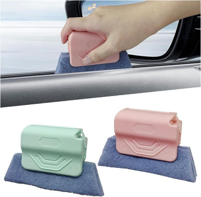 2PCS Magic Window Track Cleaner, Window Groove Cleaning Brush Tools Set, Hand-held Window Track Cleaner, Vehicle Clean Accessory for Sliding Door, Sill, Tile Lines, Shutter, Car Vents (GN&PK)