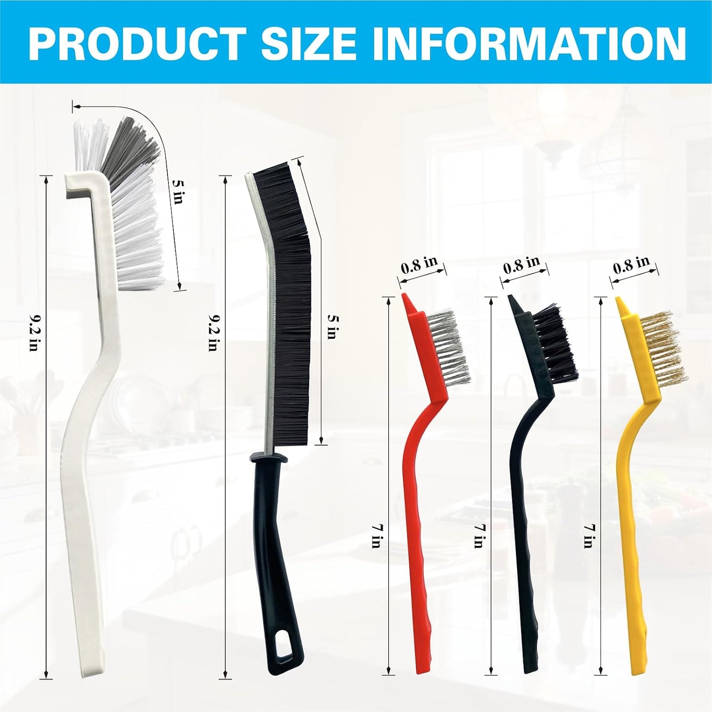 King Origin 12 PCS Home Crevice Cleaning Brush Set | Kitchen Bathroom Cup Lid Straw Dryer Vent Gap Cleaning Tools Household Cleaning Supplies