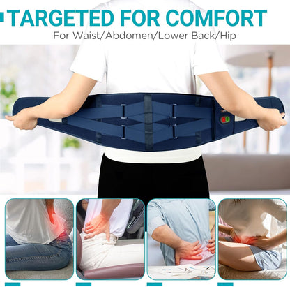Comfytemp Cordless Heating Pad with Massager for Back, Gifts for Women Men | FSA Eligible HSA, Portable Lower Back Massager, Rechargeable Wireless Electric, Birthday Mom Dad Seniors 3 Heat 30mins, Grey
