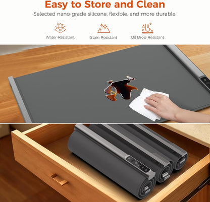 3-in-1 Expandable Warming Mat for Food, 7 Temp & 6H Timer, 54" x 16", Gray
