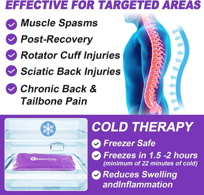RelaxCoo Large Flexible Ice Pack for Injuries Reusable Gel, 11x14.5 Inches, Cold Compress for Hip, Shoulder, Knee, Back Pain, Swelling, Bruises, Surgery