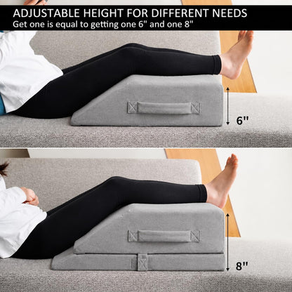 Leg Elevation Pillow for Sleeping, Adjustable Leg Pillow with Memory Foam, Wedge Pillow for Legs to Reduce Swelling, Sciatica, Knee, Hip & Back Pain Relief, Post Surgery Recovery