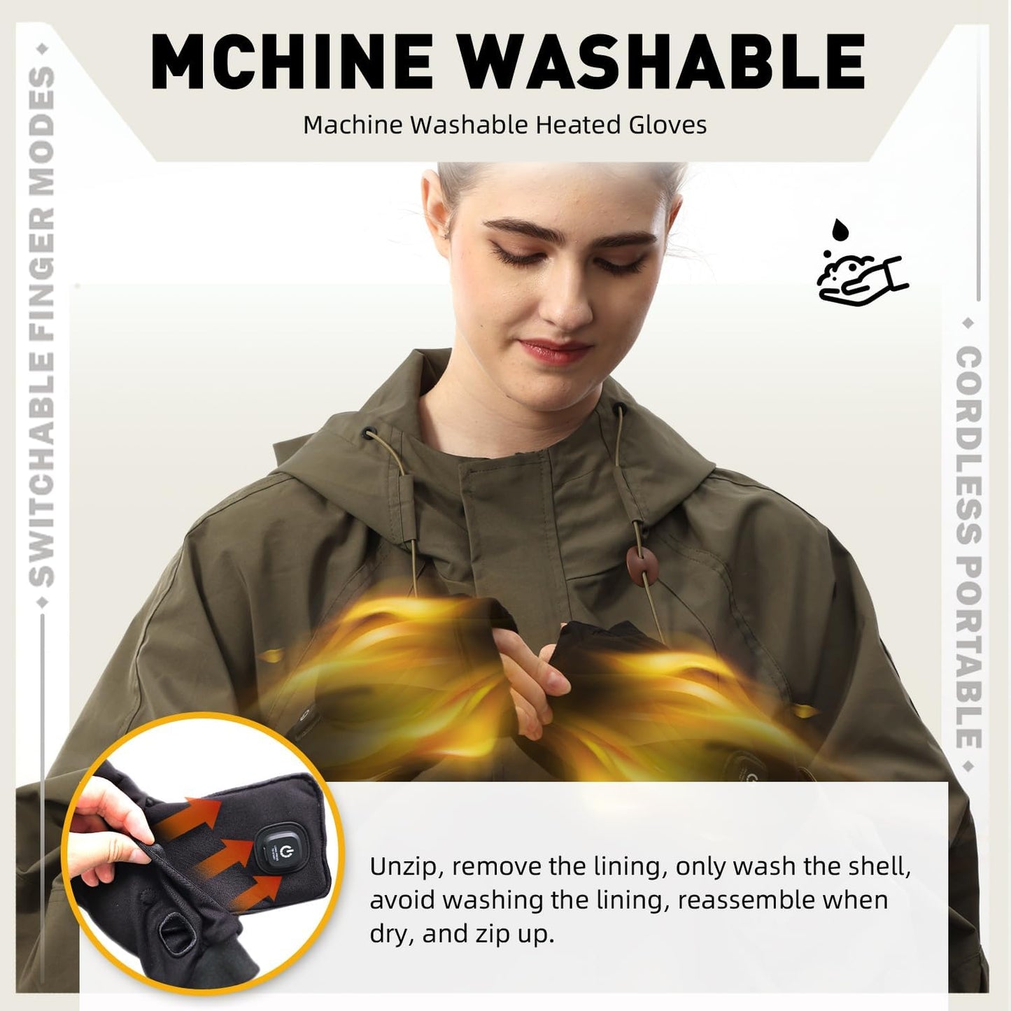 Rechargeable Electric Gloves for Women & Men, Touchscreen Fingerless Gloves for Winter, Heated Hand Warmers