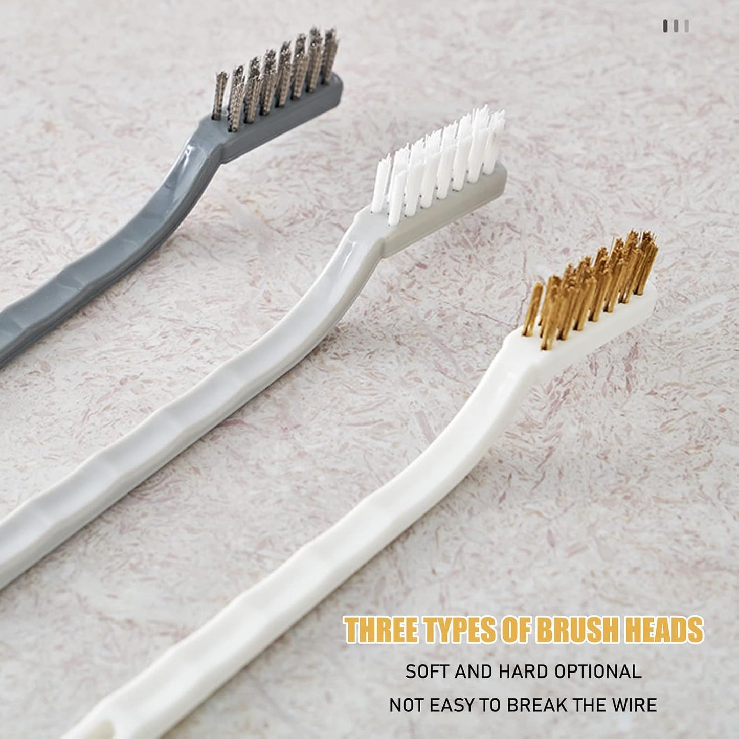 Set of 3 Kitchen Cleaning Scrubbers - Wire Brush (Stainless Steel + Brass + Nylon) for Range Hood Grease, Grime and Rust