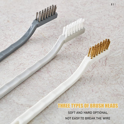 Set of 3 Kitchen Cleaning Scrubbers - Wire Brush (Stainless Steel + Brass + Nylon) for Range Hood Grease, Grime and Rust