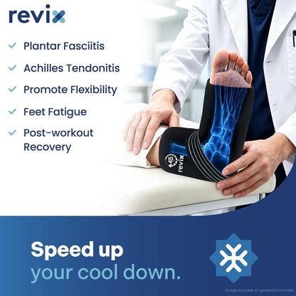 REVIX Foot Ankle Ice Pack Wrap, Gel Ice Packs for Feet Discomfort, 2 Packs | 45-Min Long Lasting Foot Ice Pack Wrap, Full Coverage Ankle Ice Wrap for Post-Workout Recovery, Plantar Fasciitis, Heel Spur