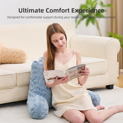 Reading Pillow, Rose Velvet Back Pillow with Arms for Bed Sitting Up, Bed Pillow for Adult Children, Backrest Pillows with Washable Cover, Chair Pillow for Watching TV/Gaming/Relaxing (Pink)