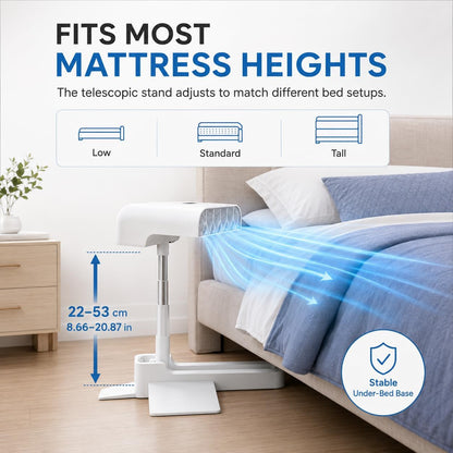 Bed Cooling System,Bed Cooling Fan Under Sheets with 5 Speeds and Remote, Rechargeable,Adjustable Height Mattress Coolings Fan for Hot Sleepers & Night Sweat