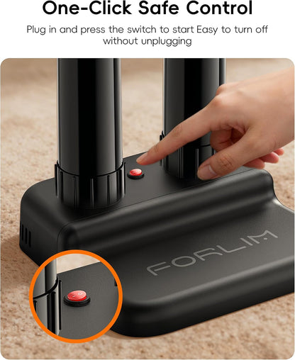 FORLIM Boot Dryer for Work Boots, Silent Shoe Dryers for Sneakers & Gloves | Energy-Saving Low Heat, No Fan Noise, 18.9 in Tall Tubes, One-Click Control, Workers, Hikers, Athletes, Dorms, Cabins