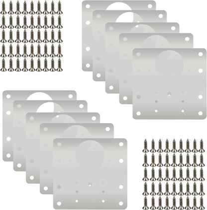 Cabinet Hinge Repair Plate 8Hole Model Stainless Steel Cabinet Repair Board | For Shelves Cabinets Wood and Furniture with screws 10Pcs