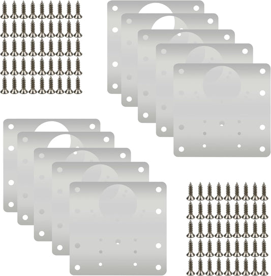 Cabinet Hinge Repair Plate 8Hole Model Stainless Steel Cabinet Repair Board | For Shelves Cabinets Wood and Furniture with screws 10Pcs