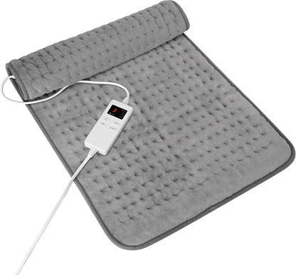 Heating Pad for Period Cramps, Heating Pad for Back/Neck/Shoulder Muscle Pain, 6 Heating&4 Timer Setting, Auto Shut Off, Dry/Moist Heat & Machine Washable, Gray Birthday Christmas Gifts for Women Mom