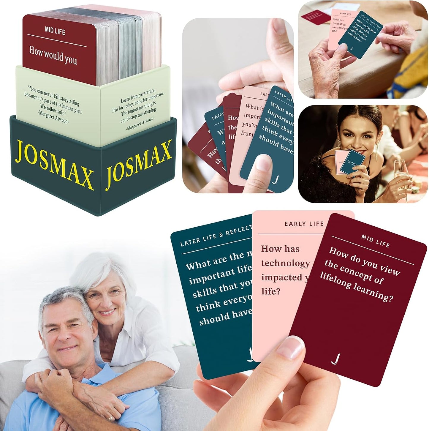 150 Pcs Life Story Interview Kit Cards, Family Conversation Card, Life Story Interview Kit, Get to Know Parents and Grandparents for Family Pictionary Game Night with Curated Question Cards