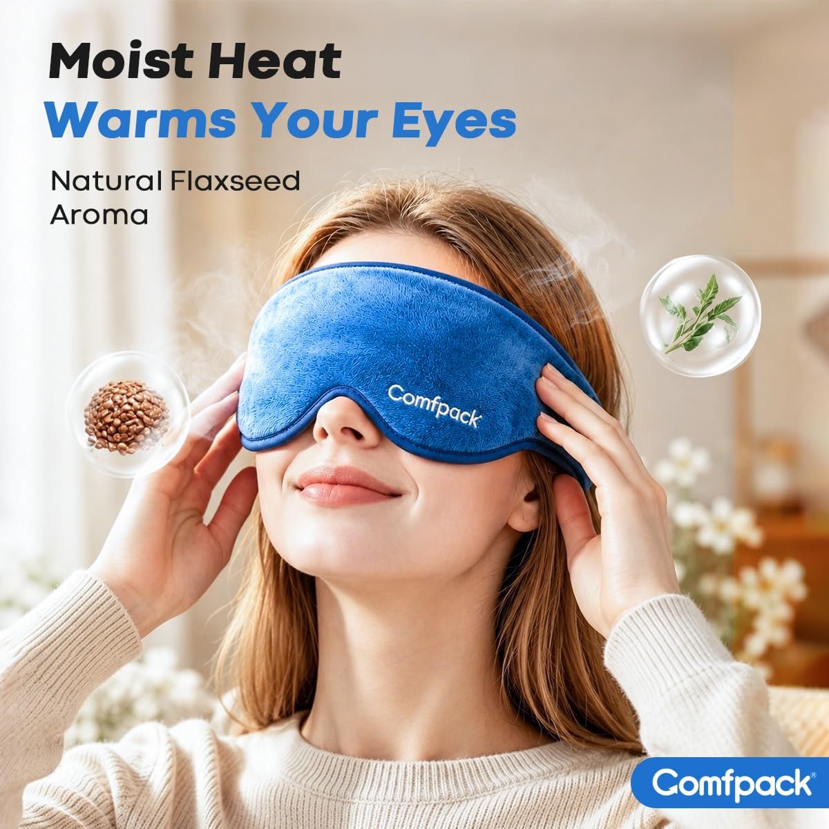 Warm Compress for Eyes - Removable Microwavable Eye Mask with Moist Heat for Dry Eyes, Blepharitis & MGD, Chalazion, Remove Styes, Sinus Relief, Eye Heating Pad, Gift for Women Men