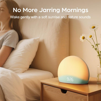 HOUSBAY Sunrise Alarm Clock with White Noise Sound Machine for Bedroom | Wake-Up Light, 5 Gentle Alarm Sounds, 20 Soothing Sleep Sounds, Dimmable Display, Phone-Free Bedside Clock- Teal