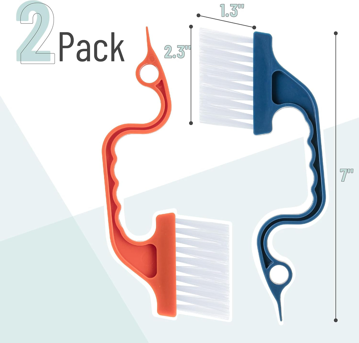 Slick- Window Track Cleaning Brush, 2 Pack, Yellow/Purple Ergonomic Handle, Built-in Scraper, Multipurpose, Window Track Cleaning Tools