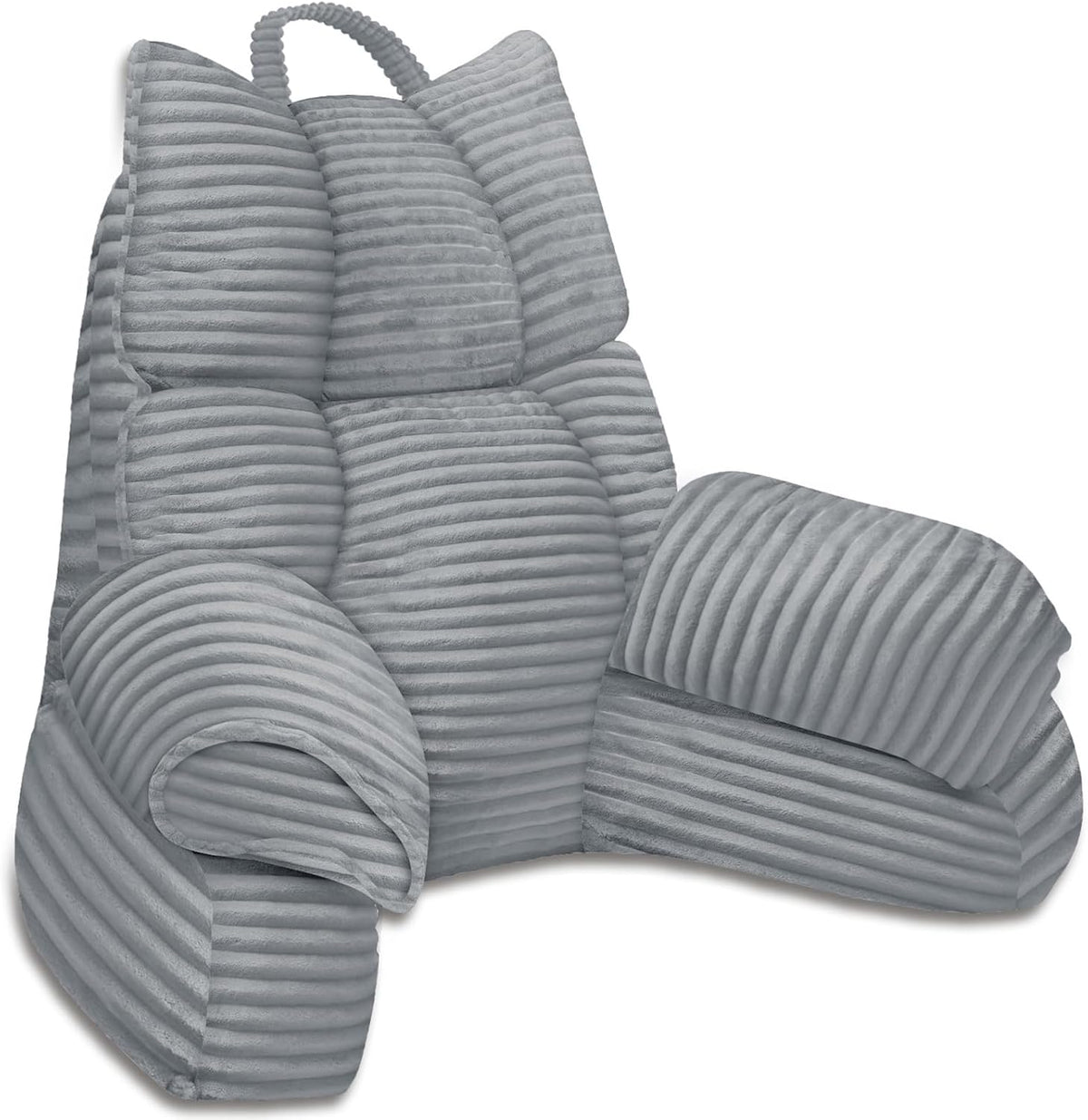 Reading Pillow for Bed with Arms, Back Support, Memory Foam（Grey Black）